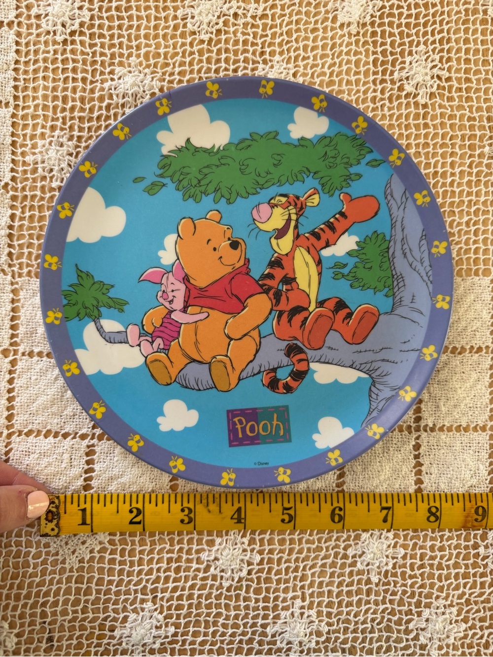 Vintage 1990s Winnie the Pooh Tigger Piglet Plate Disney Kids Cartoon